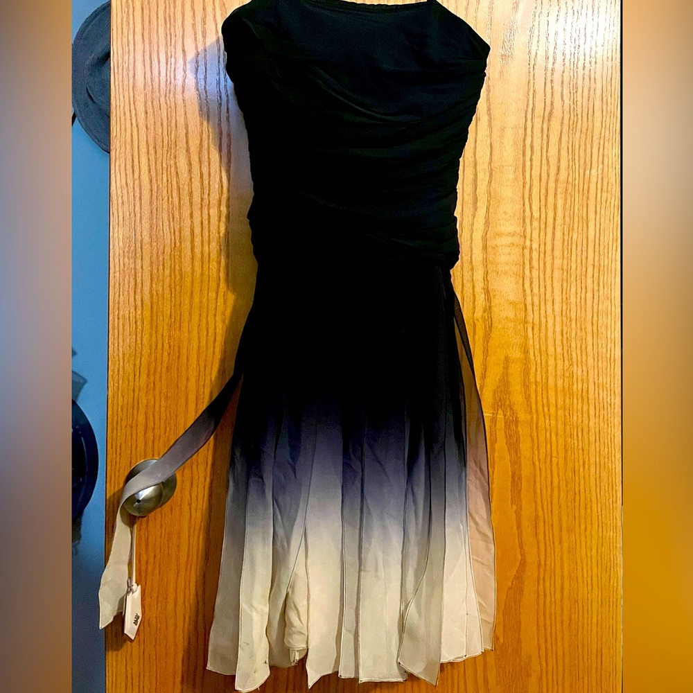 BCBGMAXAZRIA Strapless Dress Black fades to Gray to Cream